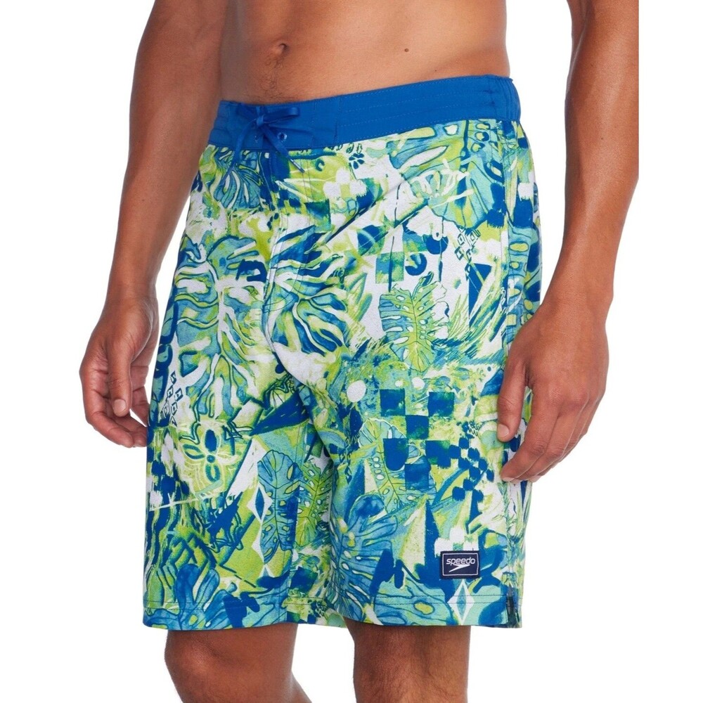 Speedo Men's Printed Bondi Basin 9" Boardshorts Swim Shorts Blue Green S